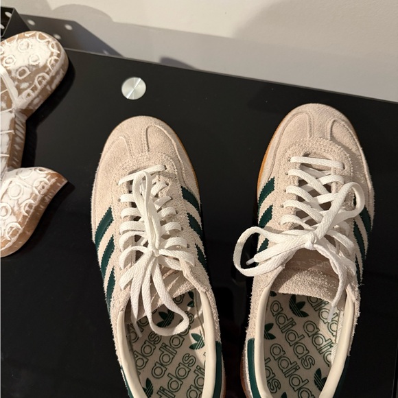 Adidas Women's Cream and Dark Green Sneakers - Picture 2 of 4